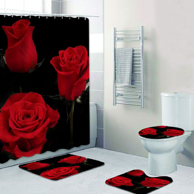 Ensemble de rideau de douche 4 pièces Greenmont + crochets