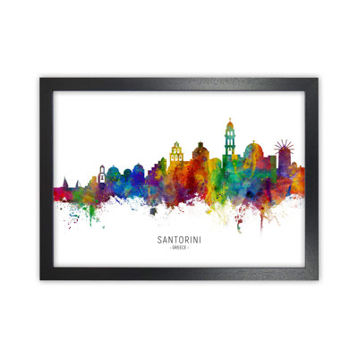 Santorini Greece Skyline by Michael Tompsett - Print