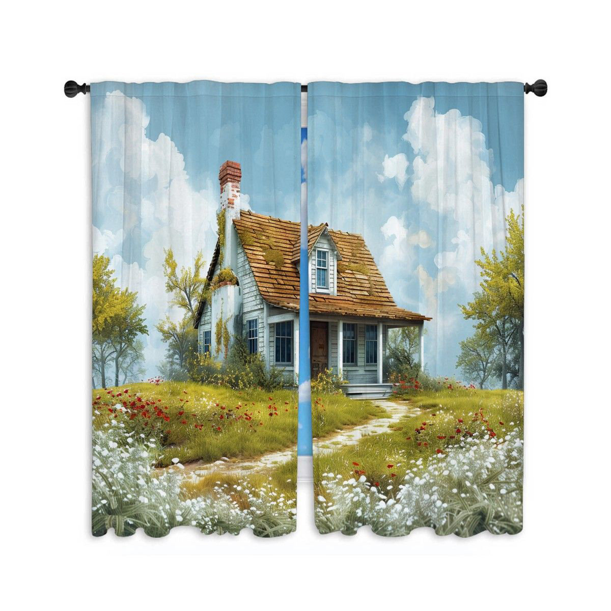 VisionDecor 11988_Cottage Window Curtains Architecture Rustic Charm ...