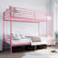 Lits superposés en métal peu encombrants, rose, design moderne pour la famille-956849581