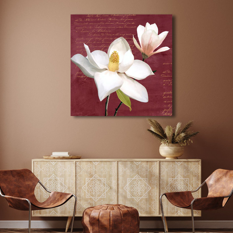 Burgundy Magnolia I - Wrapped Canvas Print, 70cm H x 70cm W x 4cm D