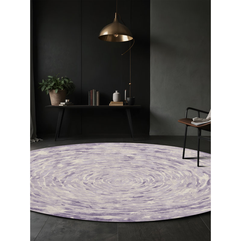 Tapis gris soyeux et moelleux, Rond 4 pi