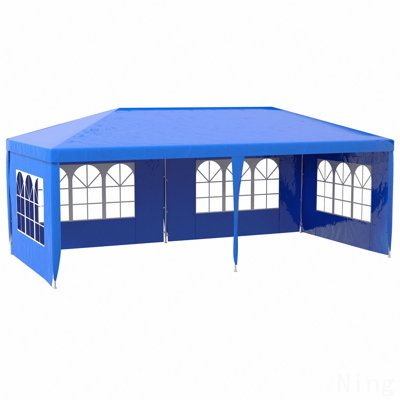 Pavillon de jardin 9,6 x 19 pi, pour une utilisation festive avec parois latérales amovibles (bleu)