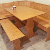 Jiles 5 Person Corner Solid Pine Breakfast Nook with Hidden Storage