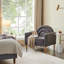 Modern Accent Chair with Rainbow-Inspired Backrest, Grey Linen-1044637228
