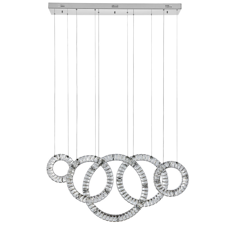 Lustre linéaire moderne à 6 lumières pour îlot de cuisine avec détails en cristal