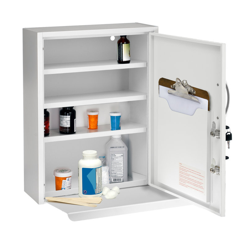 Armoire de sécurité médicale à double verrouillage en surface avec tablette coulissante et pochette à documents H 21 po x l 16 po