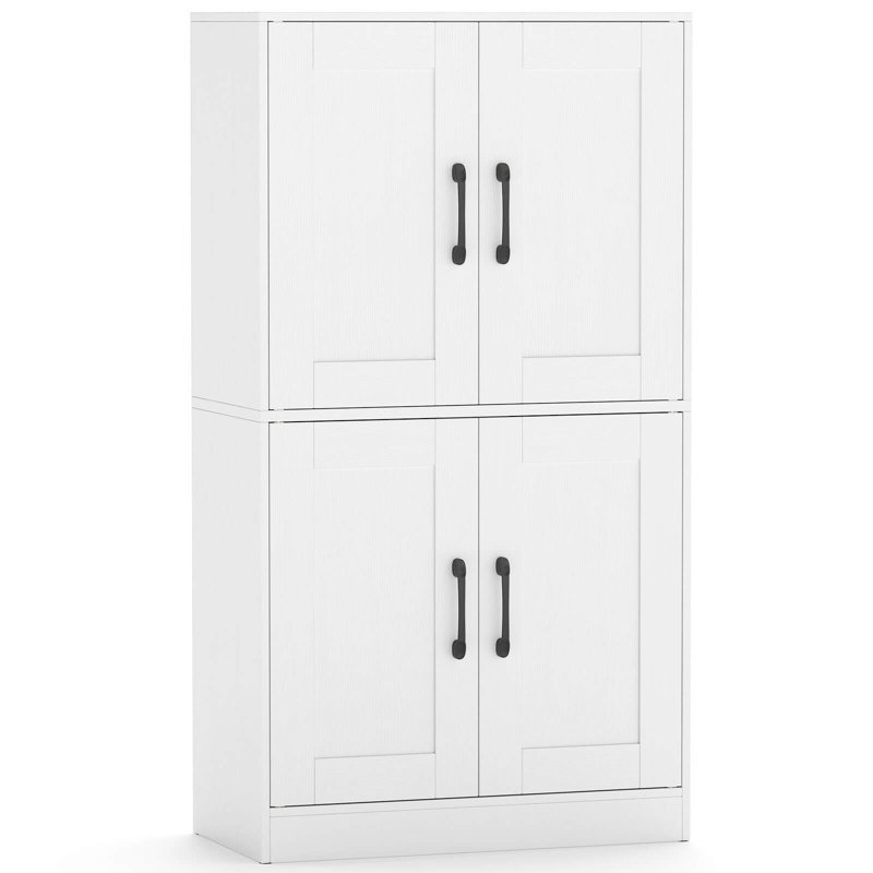 Rangement pour salle de bain avec portes et tablettes réglables, Blanc