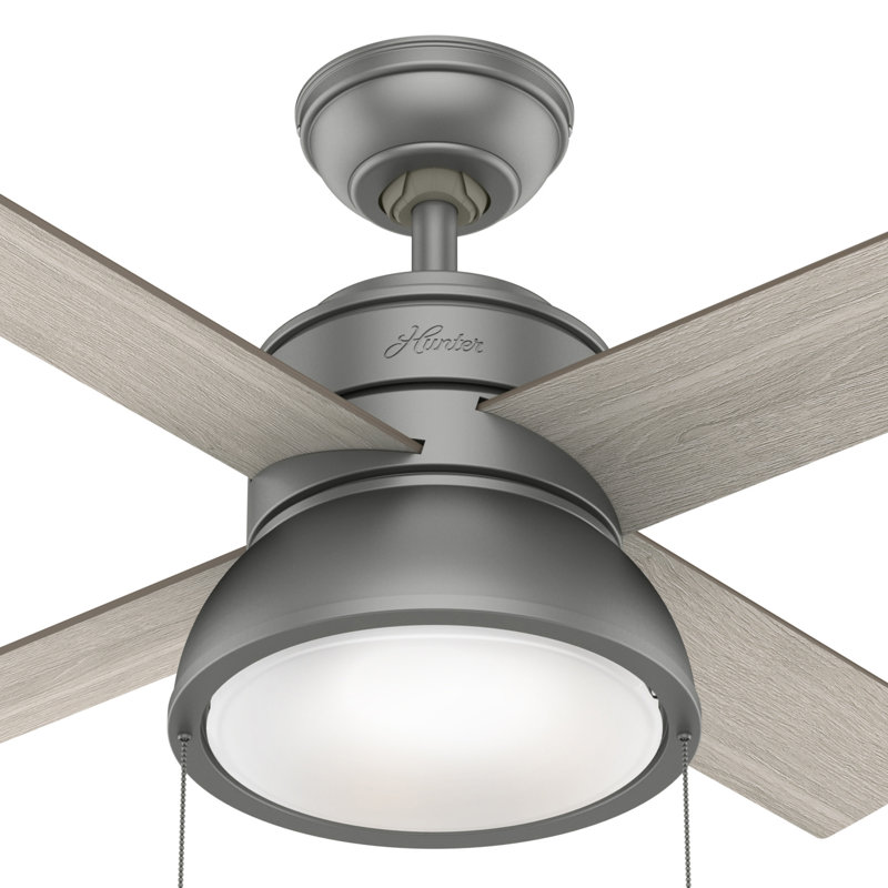 Ventilateur de plafond standard à 4 pales de 36 po avec ensemble d'éclairage inclus Loki, Nickel brossé