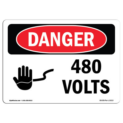 480 Volts Aluminum Sign 12 x 18