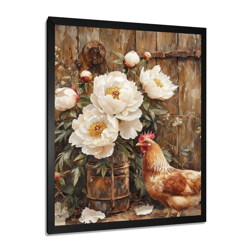 Ecker - Floral Wall Art, Black, 20" H x 12" W, Framed Print without Mat