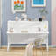 Grand lit escamotable avec station de charge USB intégrée et tablette de rangement, blanc