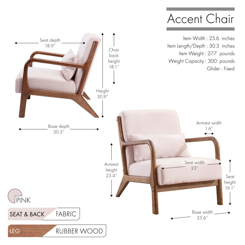 Upholstered Armchair, Pink