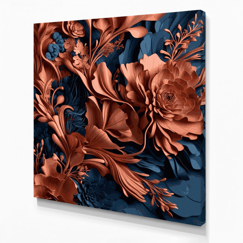 «Abstract Florals 49», art mural sur toile mauve, H 16 po x l 16 po