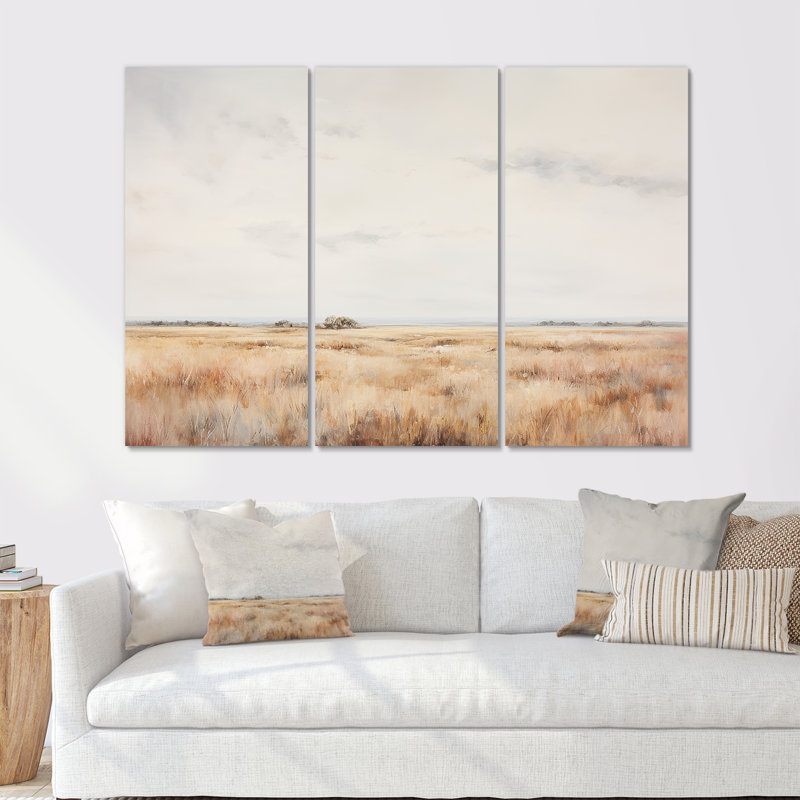 «Prairies Scenery Breeze Minimalisme», ensemble d'art sur toile prairies, H 28 po x l 36 po x P 1 po, Toile tendue