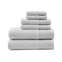 NWT DKNY His & Hers Set 4pc 100% Cotton Hand Towels White Grey Bath Quick  Dry