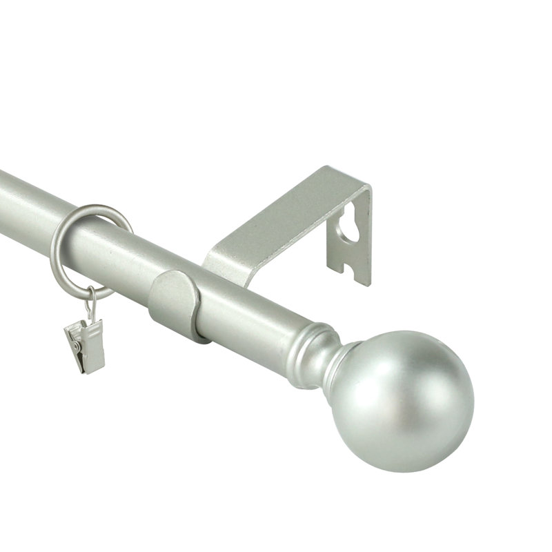 Tringle à rideaux simple ajustable Plante Ball, H 0,625 po x l 84 po x P 0,625 po, Étain