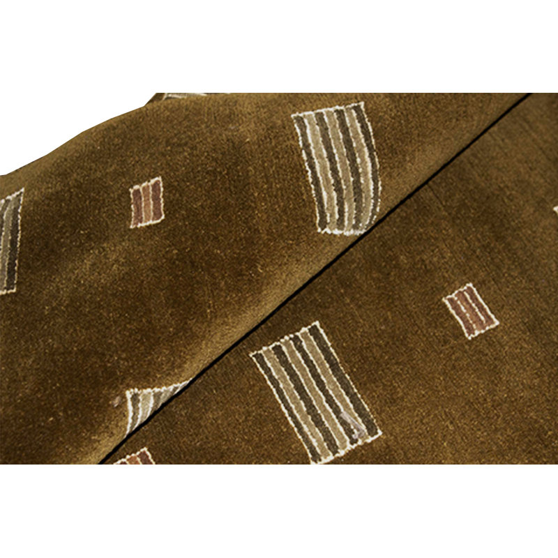 Hand-Knotted High-Quality Dark Olive Green Area Rug