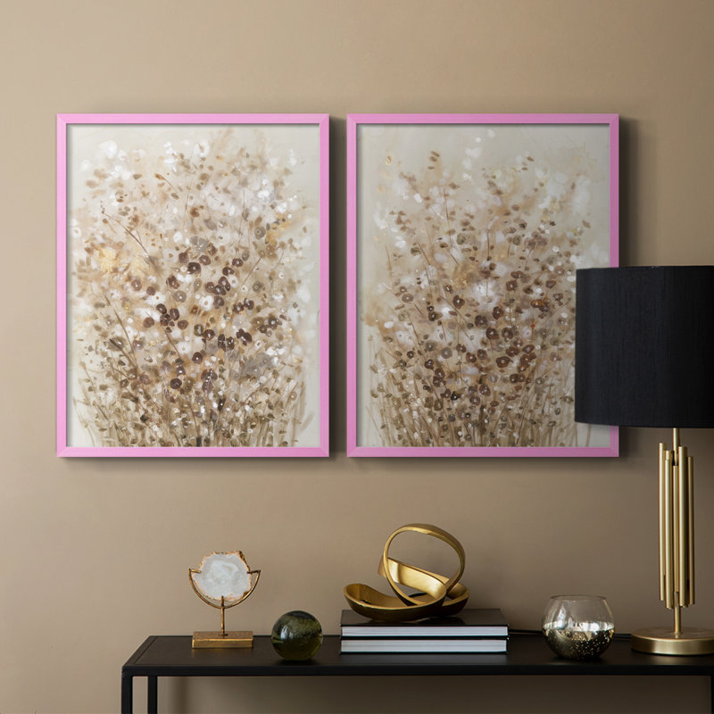 Impression florale I-Premium - prête à être accrochée - aucun clou requis - aucun clou requis, Rose, H 11 po x l 18 po