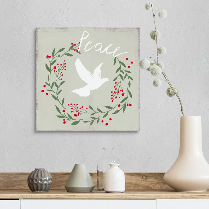 Peace Dove-impression d’art textuel sur toile, H 16 po x l 16 po x P 1,25 po, Toile tendue