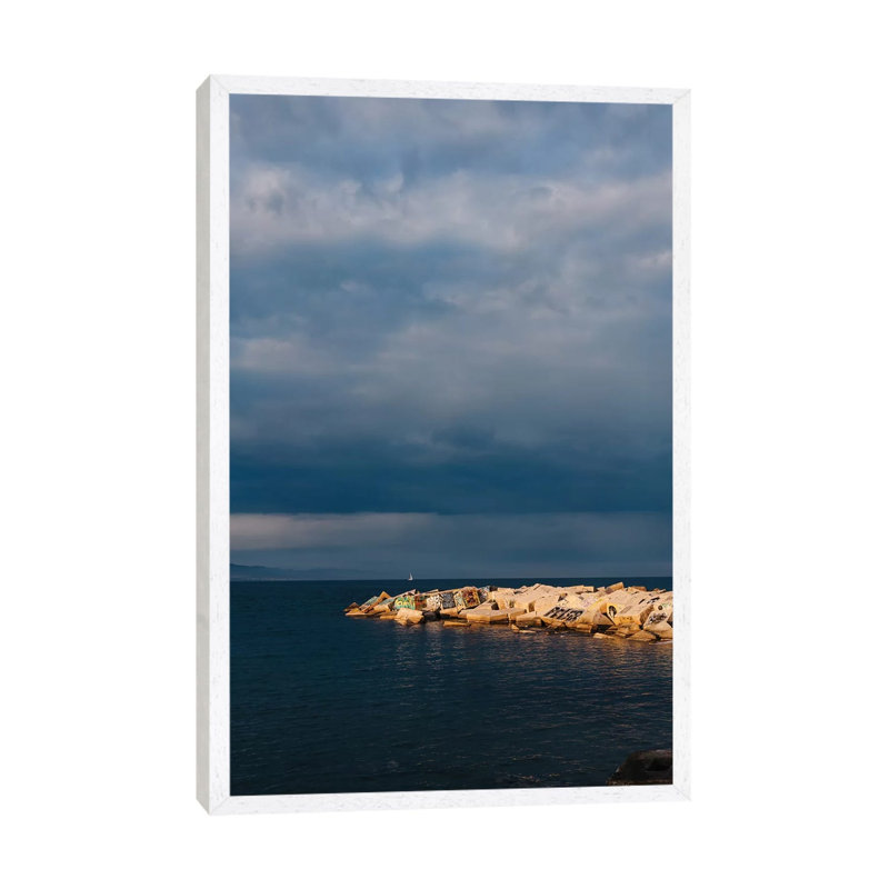Barcelona Coast V by Bethany Young - Print on Canvas, 101.6cm H x 66.04cm W x 3.81cm D, White Framed