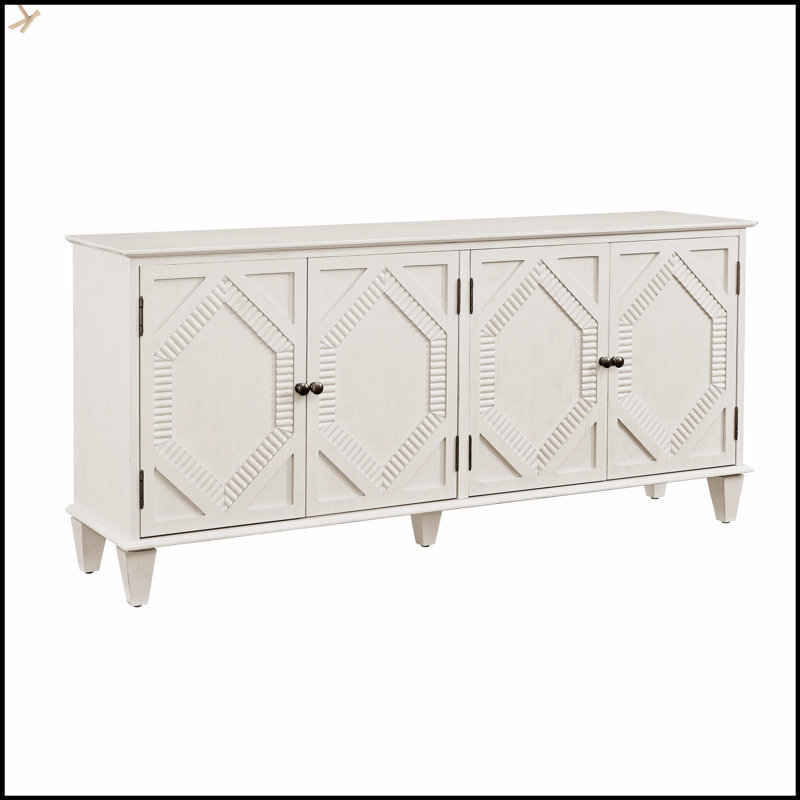 65.2 Inch Mid Century Modern Sideboard Buffet Cabinet With Spacious Storage And Symmetrical Geometric Accents, Ideal For Living Room, Entryway, And Kitchen