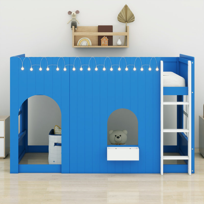 Mignon lit mezzanine à DEL, Twin, Bleu Klein