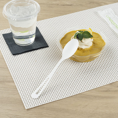 Restaurantware-Basic Nature 7.5 Inch CPLA Spoons, 250 Disposable Plastic Cutlery - Individually Wrapped, Durable, White CPLA Disposable Silverware, Withstands Up To 180F