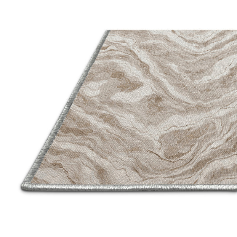 Machine Washable Beige Area Rug, Runner 2' x 5'