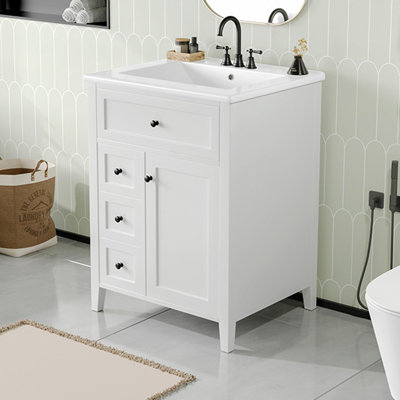 24"Freestanding Bathroom Vanity with Ceramic Sink