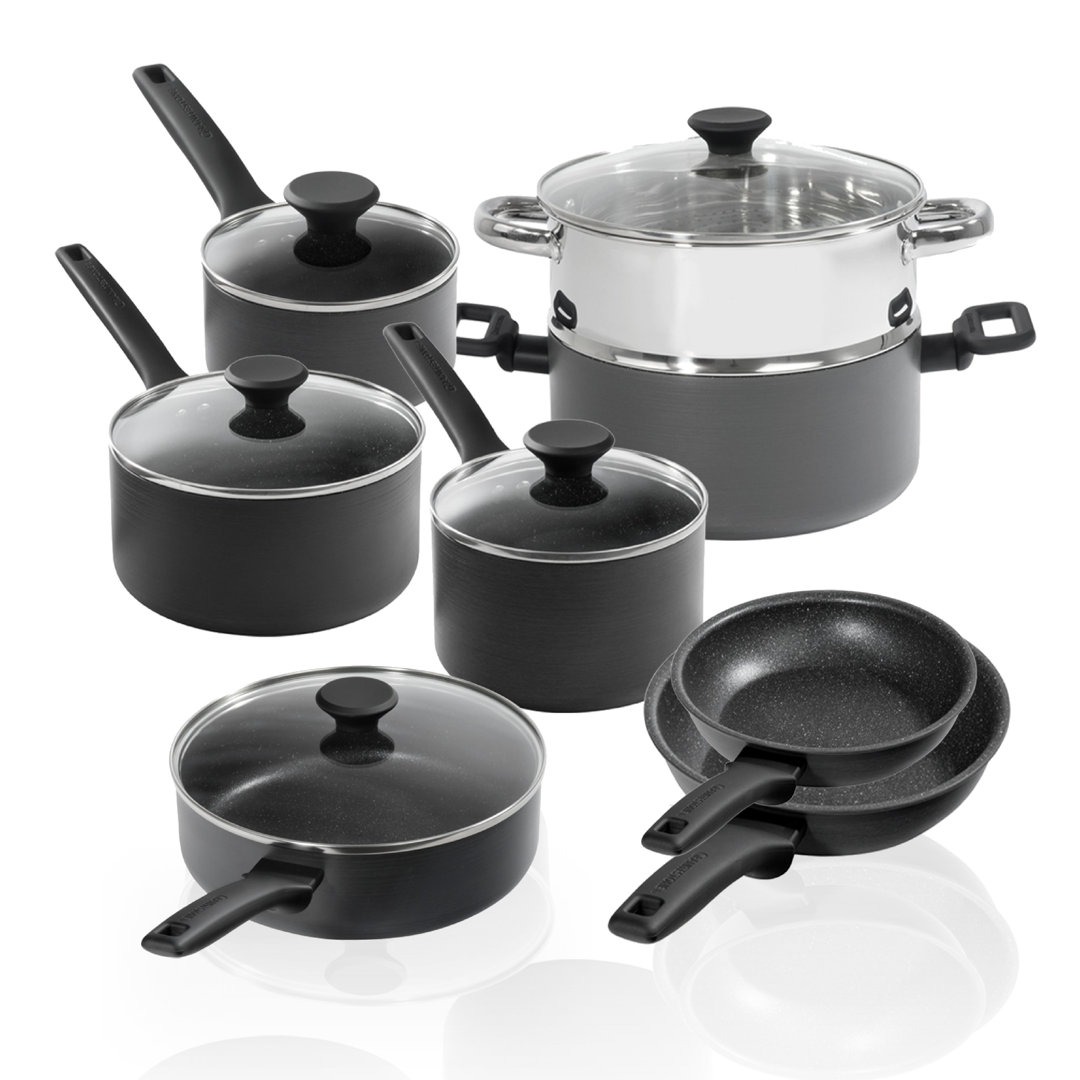 Granitestone Pro Premier Hard Anodized 13 Piece Nonstick Cookware Set, Stay Cool Handles, Dishwasher Safe Granitestone