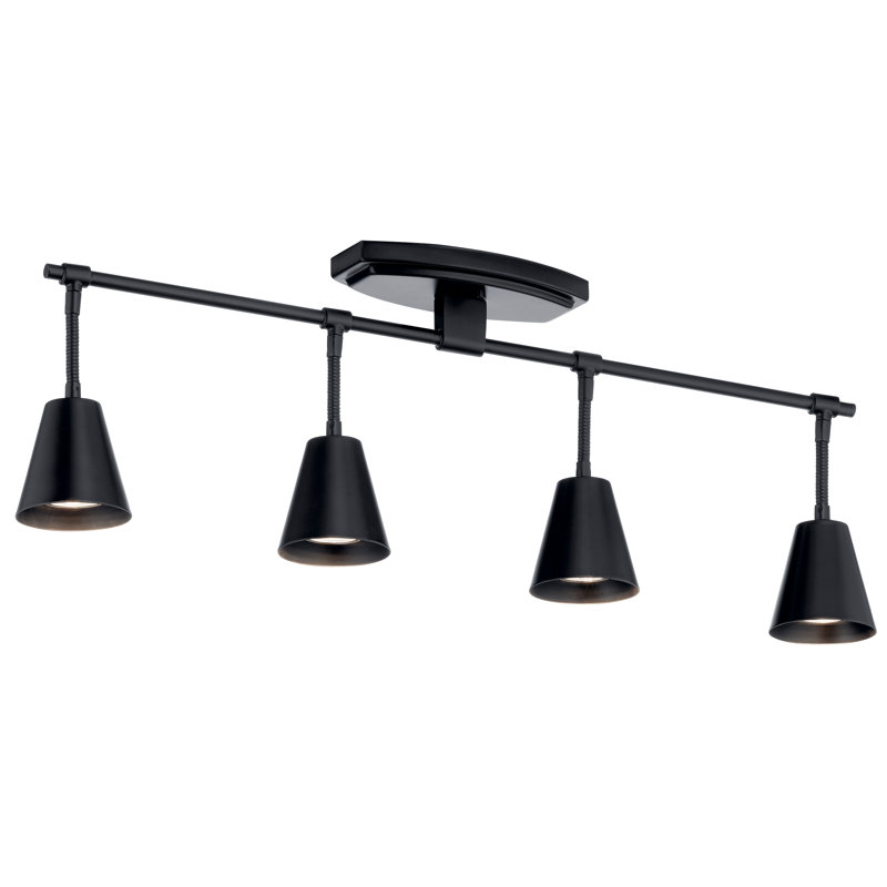 Éclairage sur rail à quatre lumières Ruby-Jade, Noir
