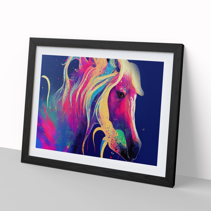 Horse Splash Vol.2 - Single Picture Frame Painting, Black, 46cm H x 64cm W x 2cm D