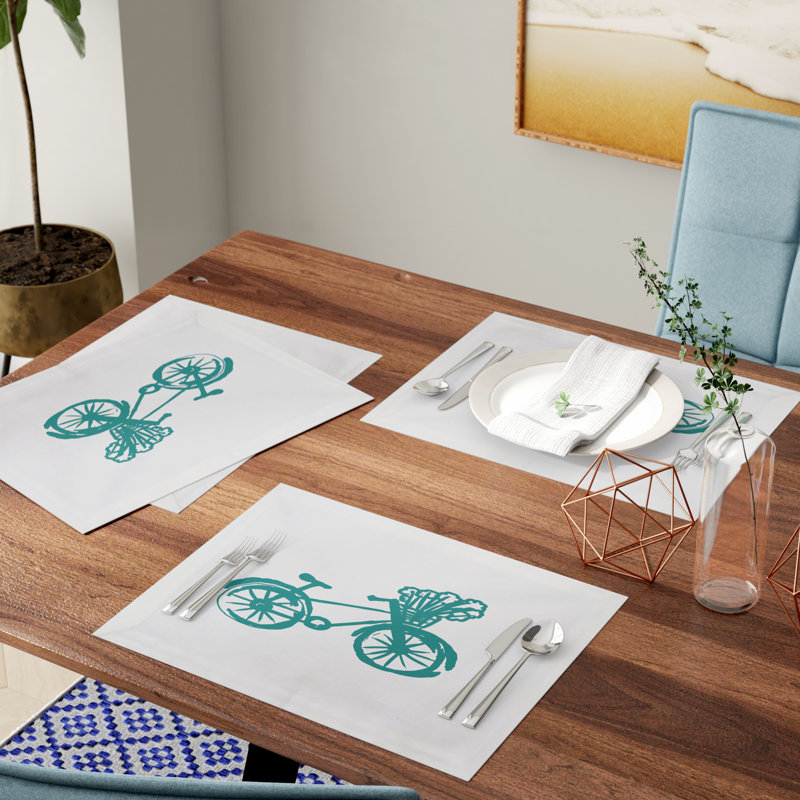 Martinez Polyester No Pattern Rectangle Placemat, Bicicleta Solo