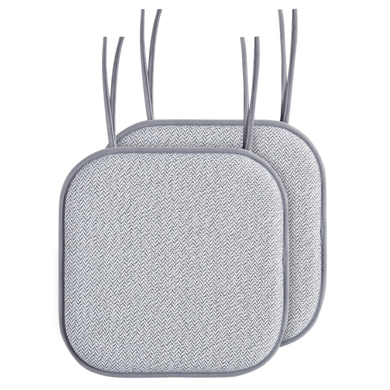 Elegant Comfort Chair Cushion Covers With Ties And Non Skid Rubber Backing-Thick Memory Foam - Soft Cushion Pad- Rounded Square Seat Cover-16 X 16 Inches- Honeycomb Textured Pattern, Set Of 2