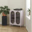 Armoire d'appoint courte à 2 portes, structure en métal avec portes en verre cannelé et tablettes réglables