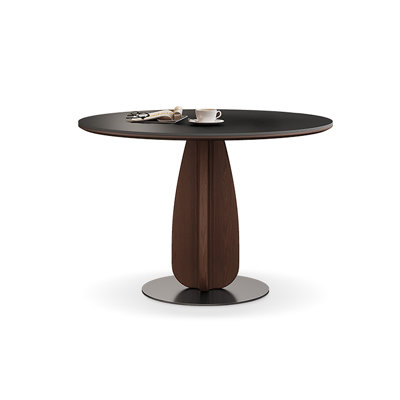 Black Round Sintered Stone Solid Wood Dining table