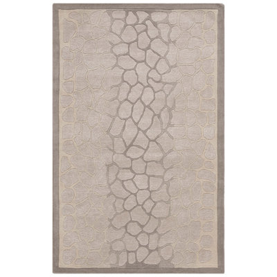 Jamon Martha Stewart Hand Tufted Wool/Viscose Animal Print Rug in Sharkey Grey