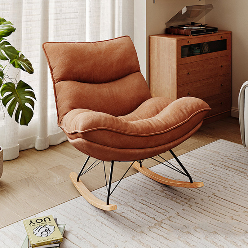 Chaise berçante de salon avec structure en métal, Orange