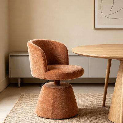 Modern Upholstered Dining Chair,Chenille Swivel Barrel Chair,Wingback Side Chair,Vanity Chair