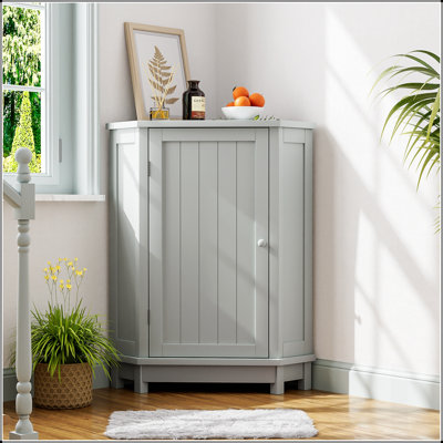 Bathroom Cabinet Triangle Corner Storage with Adjustable Shelf, Modern MDF Board Design for Space Efficiency
