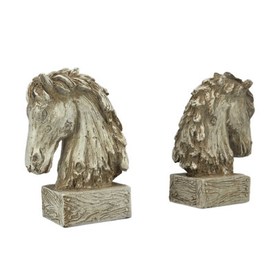 Horsehead Wood-like Carving Bookends