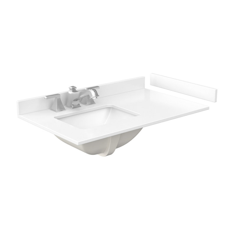 Pendry 36" Freestanding Single Bathroom Vanity with Cultured Marble Top, White Cultured Marble, 8" Widespread, Brushed Gold