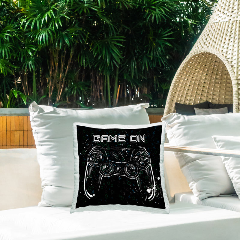 Stupell Industries Black Game On Controller Printed Outdoor Throw Pillow Design By Logic Nerds