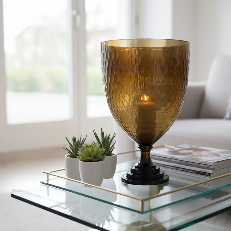 Glass Tabletop Hurricane, 42cm H x 27cm W x 27cm D
