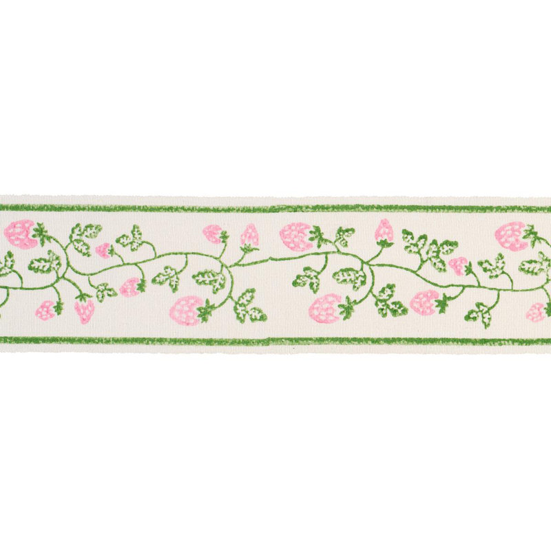 Schumacher X Molly Mahon Strawberry Trail Hand Block Trim, Light Green