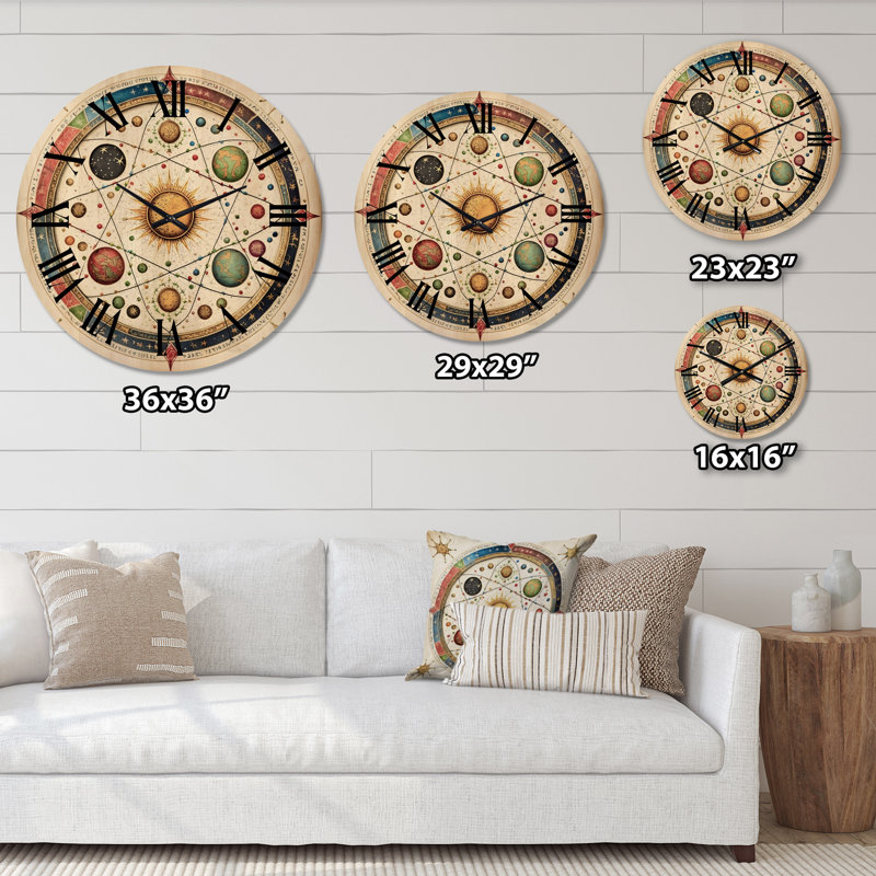 Ancienne horloge murale géante en bois ancienne carte de la galaxie II, Très grand