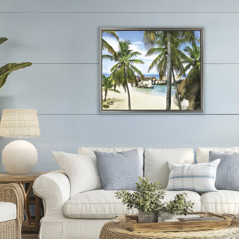 Cadre flottant Spring Bay Hidden Cove, design par Seven Trees Design, H 25 po x l 31 po, Cadre flottant gris lustré