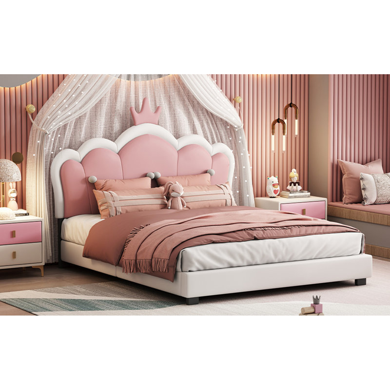 Lit double tapissier double avec tête de lit et pied de lit Crown, parfait pour un sommeil élégant et confortable, Lit double