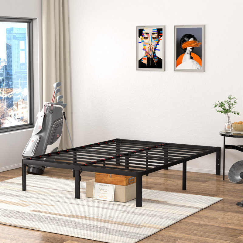 14" Steel Platform Bed, Heavy Duty, Durable Steel Frame, Easy Assembly, No Box Spring Needed, Queen
